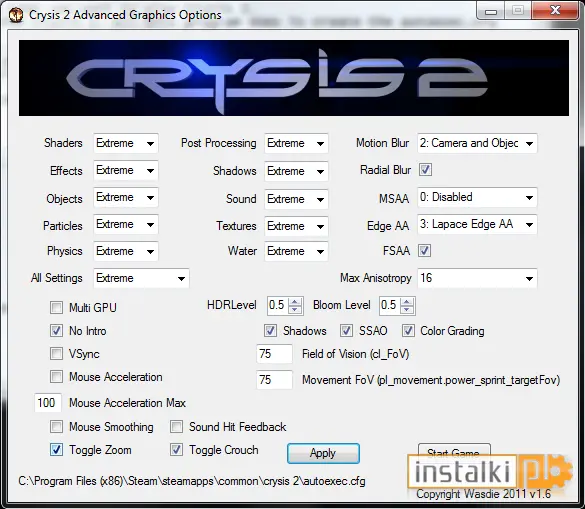 Crysis 2 Advanced Graphics Options
