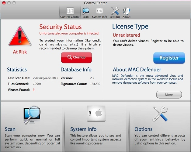 Fałszywe oprogramowanie antywirusowe dla Mac