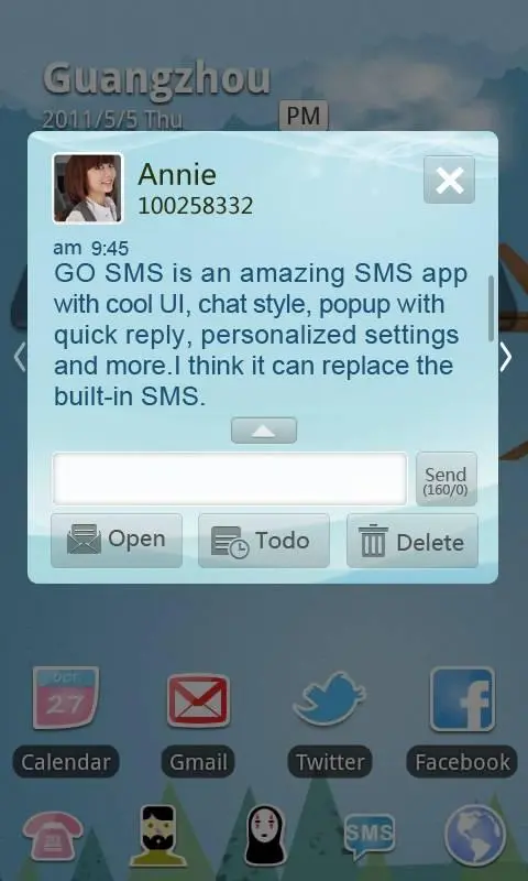 GO SMS Pro Light Blue theme