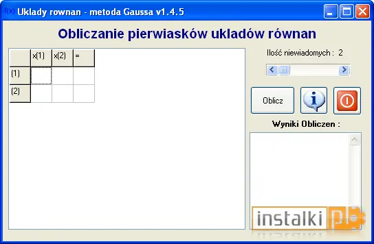 Okladka Układy równan – metoda Gaussa