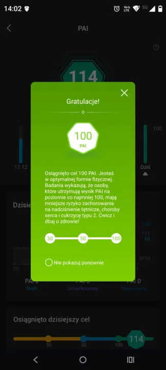 Zepp App PAI podsumowanie