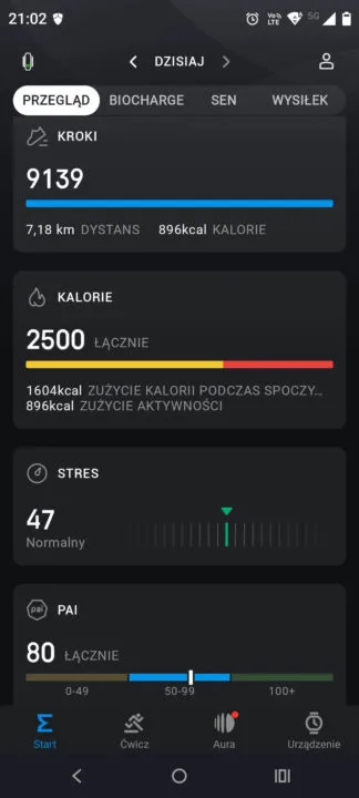 Zepp App - przegląd, kroki, kalorie