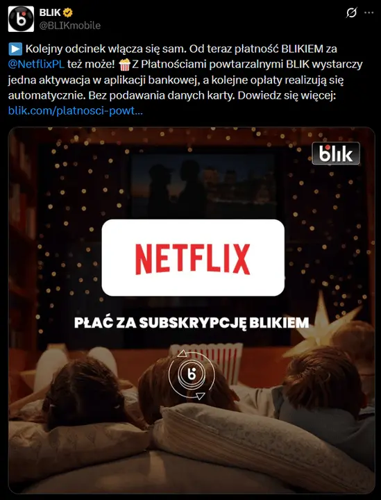 BLIK wchodzi do Netfliksa.