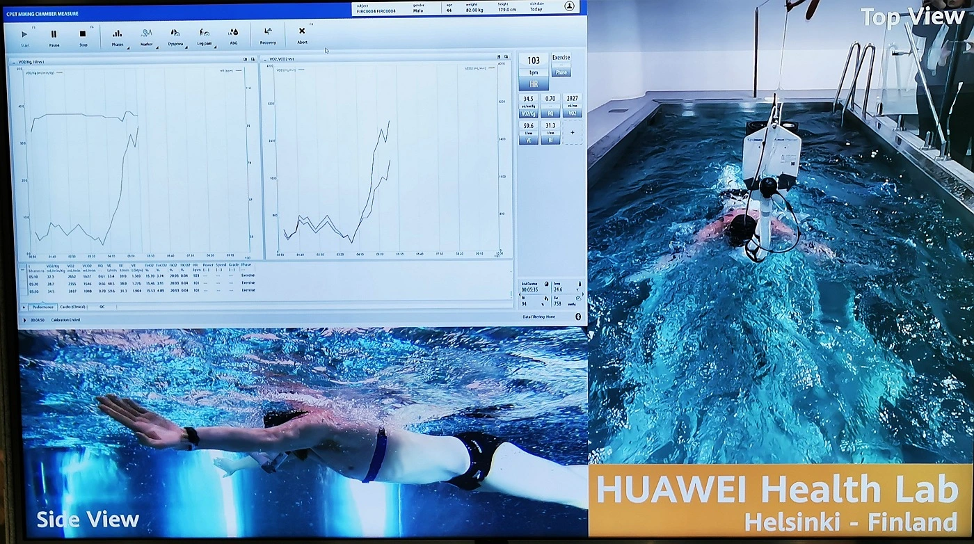 Monitor z parametrami pływaka - Huawei Health Lab