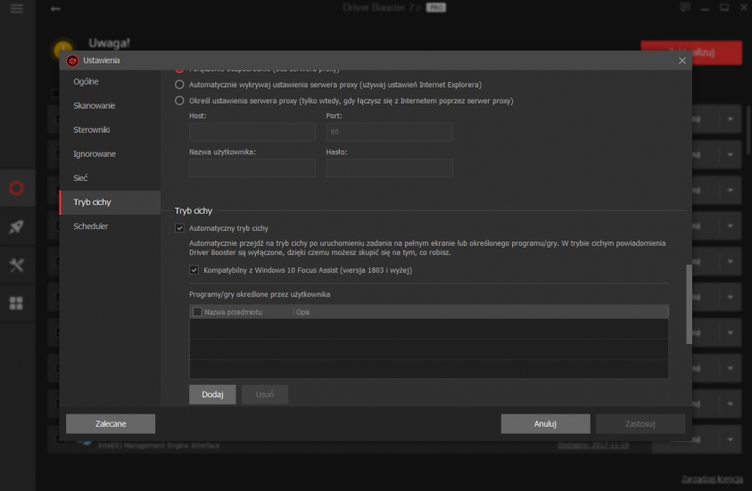 Automatyczny tryb cichy