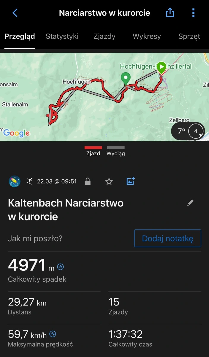 Aktywność: narciarstwo / Garmin Connect