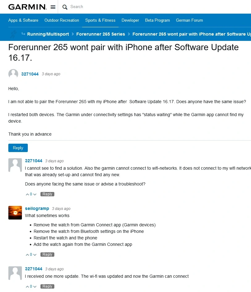 Forum Garmin, aktualizacja 16.17 Forerunner 265