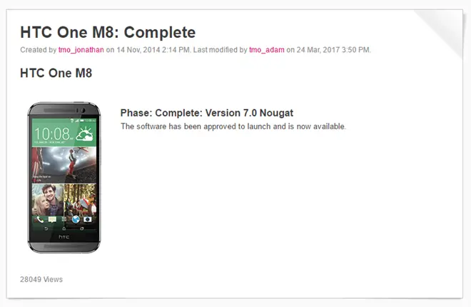 HTC One M8 może otrzymać aktualizację do Androida Nougat [aktualizacja]