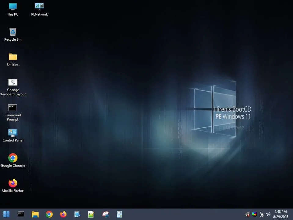 Hiren’s BootCD PE oparty na Windows.