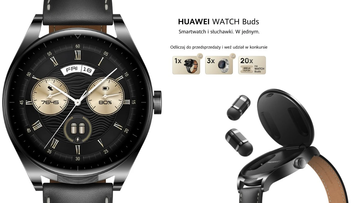 Huawei Watch Buds to zegarek skrywający słuchawki. Może być Twój za złotówkę