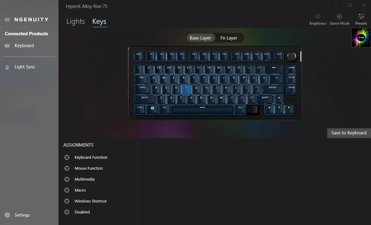 HyperX Alloy Rise 75 - aplikacja