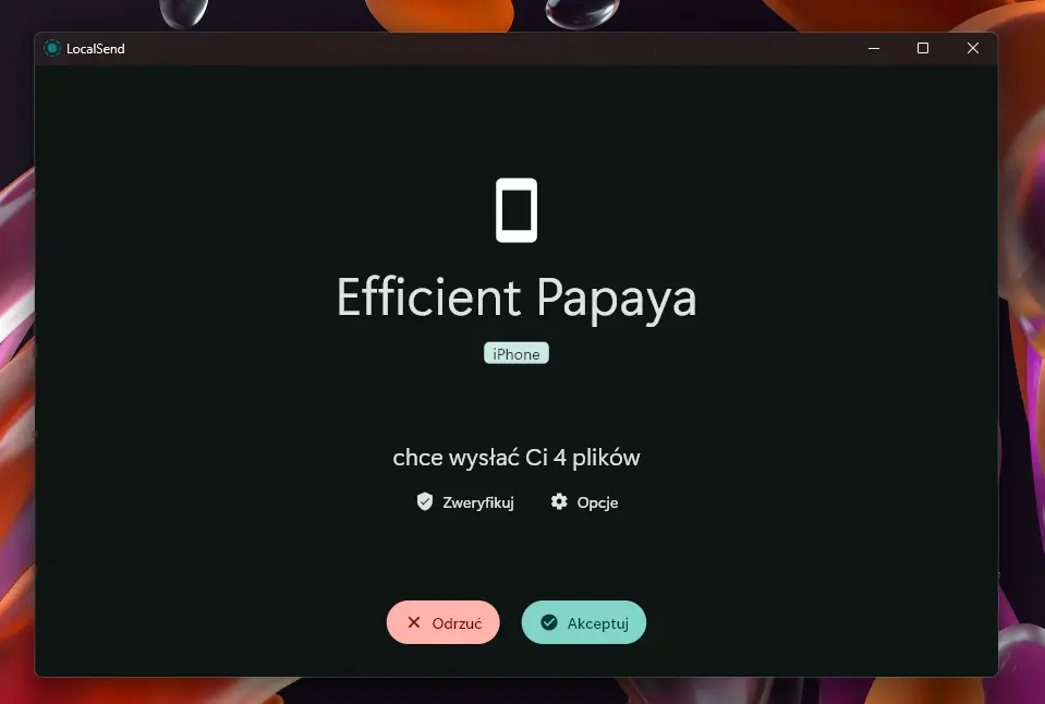 Odbiór plików z systemu iOS na Windows.