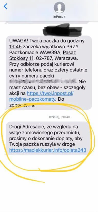 InPost fałszywy SMS