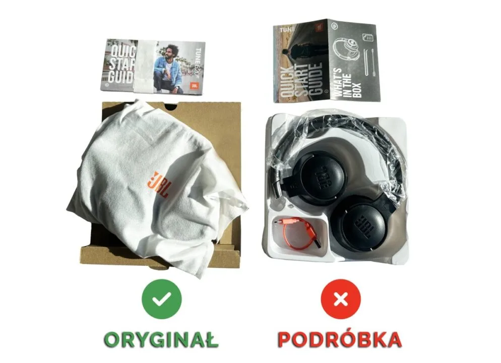 JBL Tune 520 BT podróbki jak rozpoznać