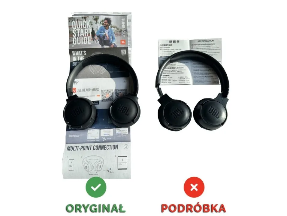 JBL Tune 520 BT podróbki jak rozpoznać