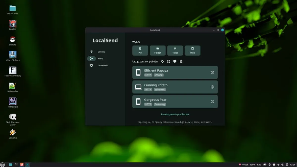 LocalSend na Linux Mint