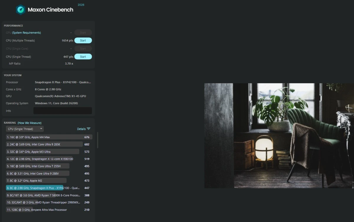 Lenovo ThinkPad T14s Gen 6 z układem Snapdragon X Plus (X1P-42-100) wydajność