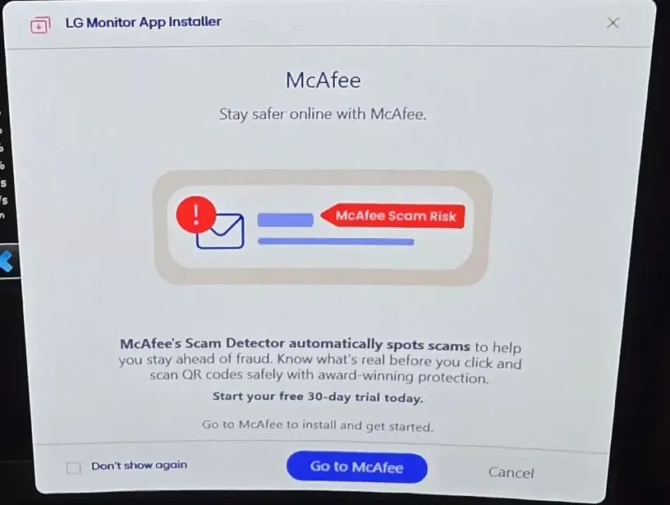 mcafee program reklamy