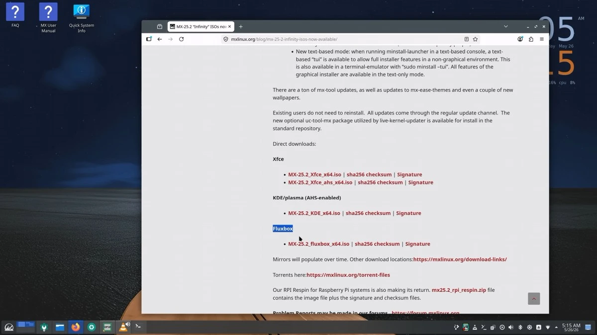 MX Linux 25.2 Xfce