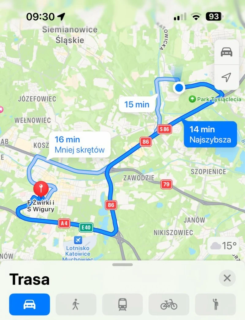 Mapy Apple mniej skrętów