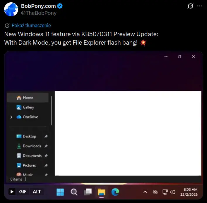 Microsoft zepsuł Eksplorator jeszcze w zeszłym roku.