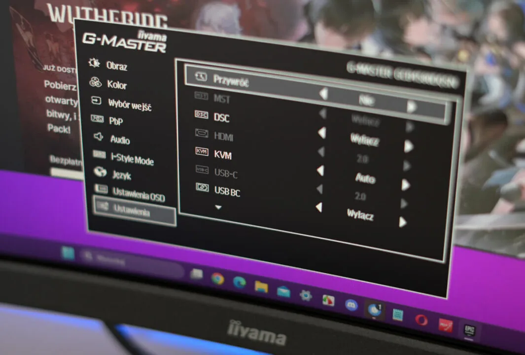Menu OSD w iiyama G-Master GCB4580DQSN-B1
