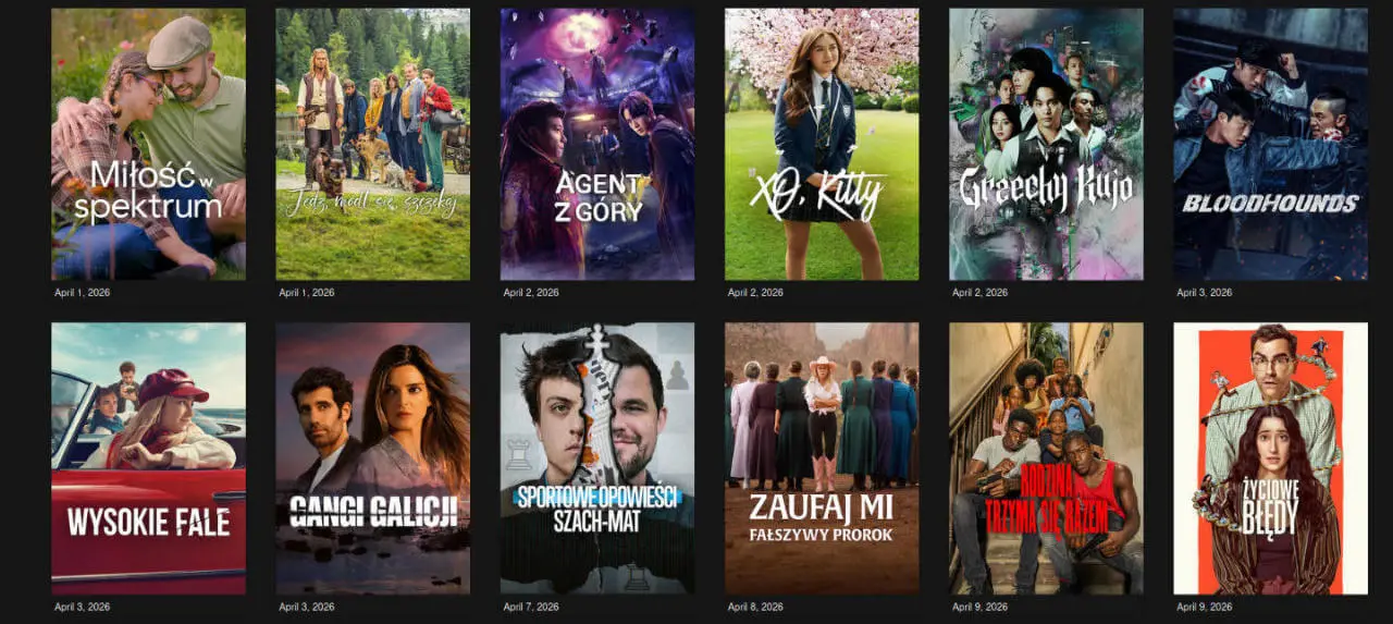Najnowsze tytuły na platformie Netflix.