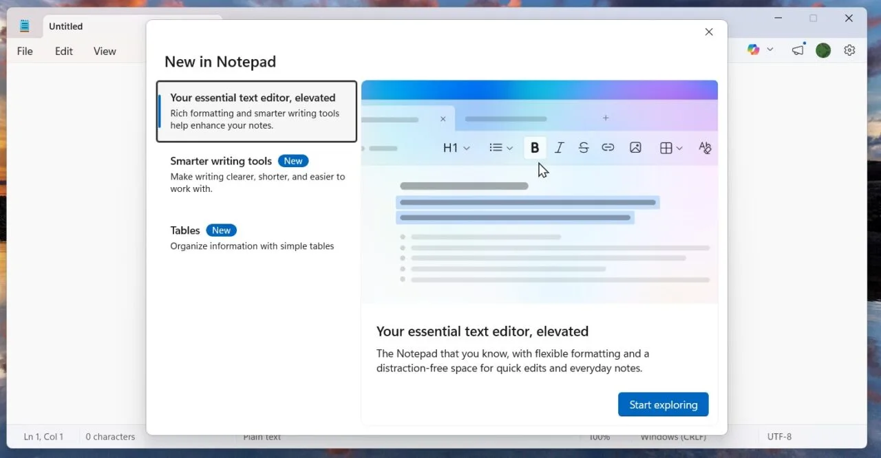 Koniec nudnego Notatnika. Microsoft dodaje funkcję, na którą czekaliśmy latami. Źródło: Windows Latest