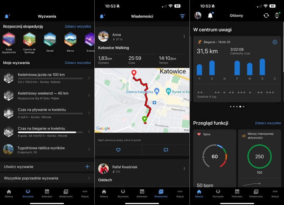 nowy Interfejs aplikacji Garmin Connect 5.0