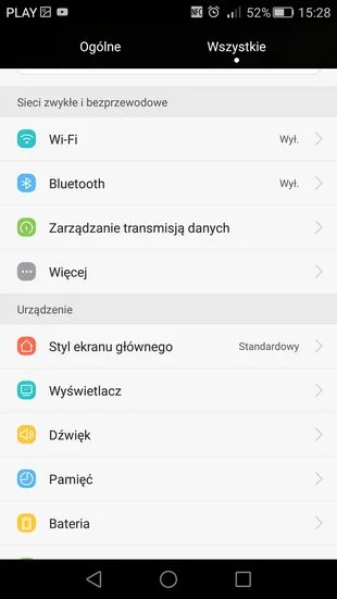 Huawei P8 - Ustawienia