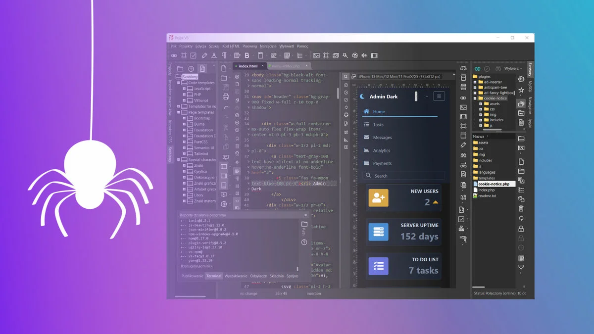Kultowy polski program do tworzenia stron WWW i aplikacji powraca. Pająk V6 teraz za darmo