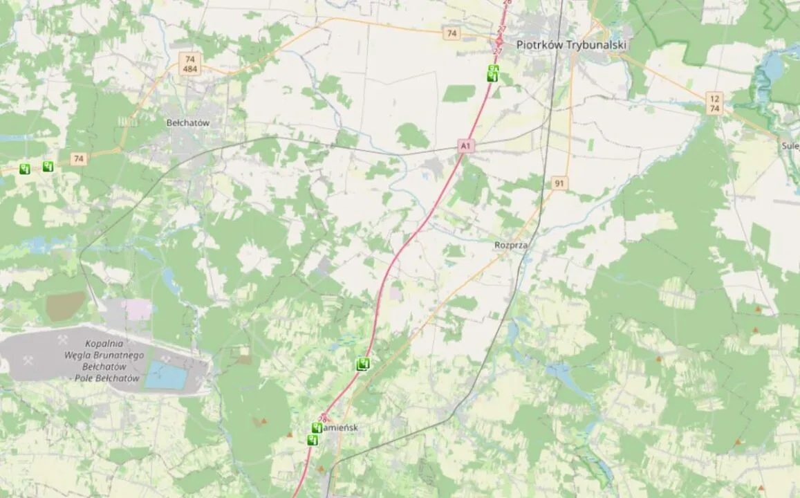 Pomiar Kamieńsk - Piotrków Tryb.