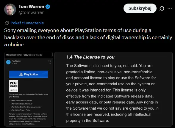 Sony rozsyła e-maile.