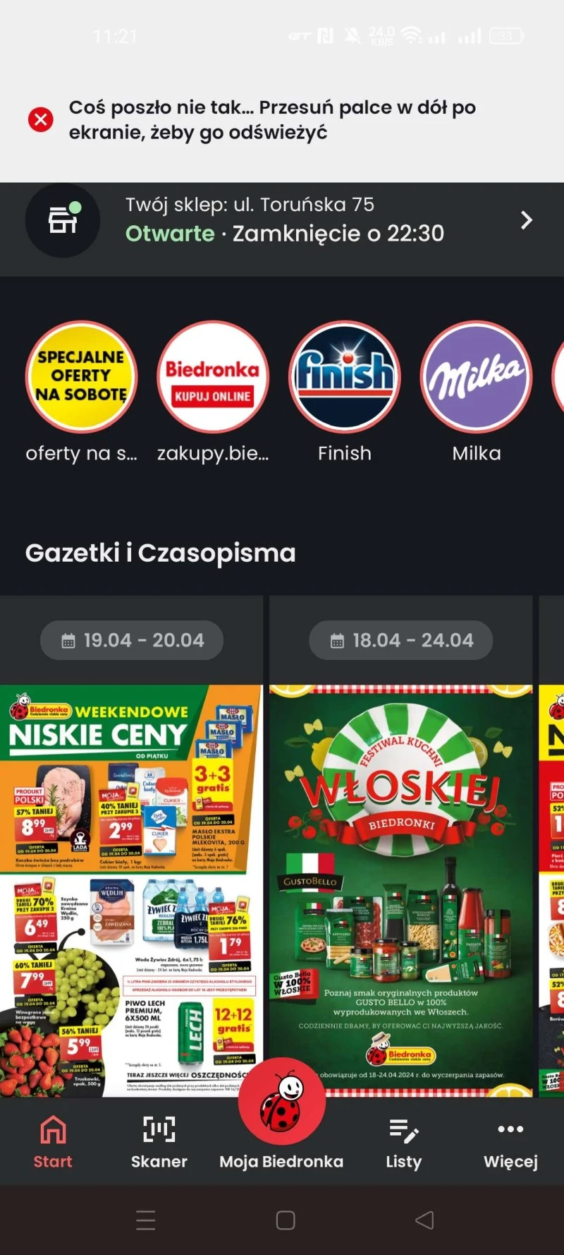 Problemy z aplikacją Biedronki shakeomat nie działa