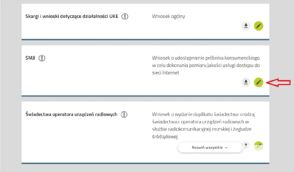 Instrukcja zamówienia sprzętu. Źródło: UKE