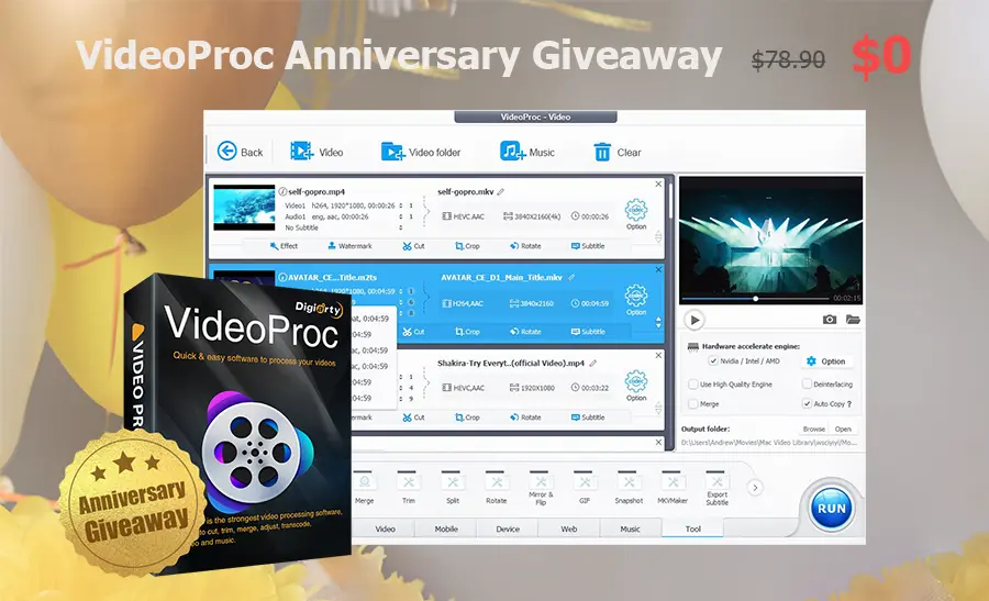 VideoProc – pełna wersja rozbudowanego edytora wideo dostępna za darmo