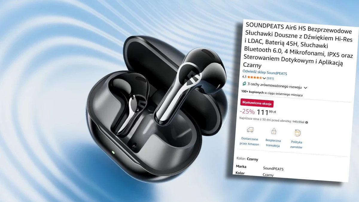 Potężna promocja na bezprzewodowe słuchawki SoundPEATS. Teraz za 111 złotych