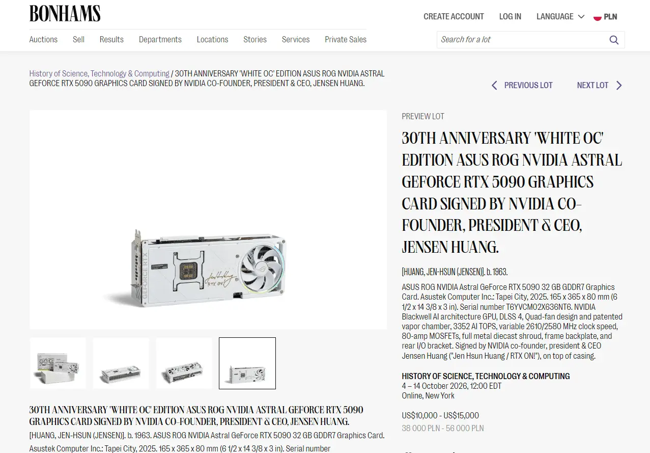 Aukcyjny ewenement. Kupił RTX 5090, trafił na unikat z podpisem szefa NVIDIA