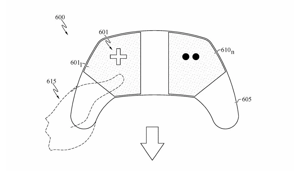 Rysunki przedstawiające koncepcję dotykowego pada