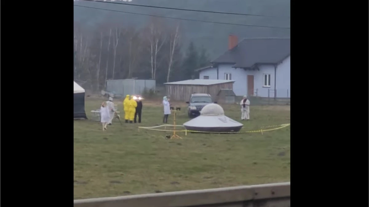 UFO w Złotnikach Kujawskich. Na miejscu ludzie w kombinezonach
