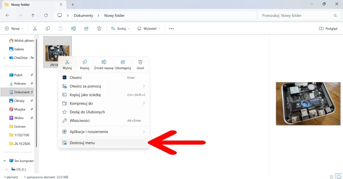 Menu kontekstowe po aktualizacji / Źródło: screen Windows 11