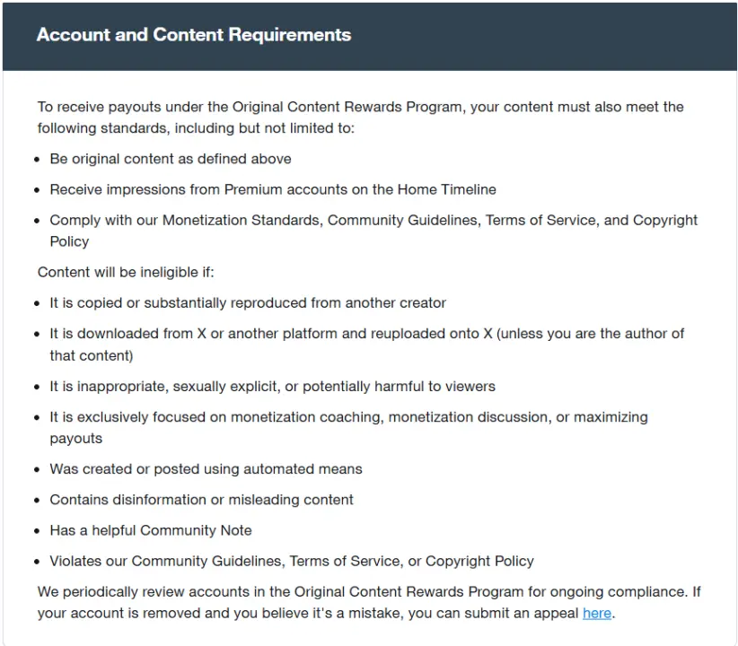 Nowe zasady programu Original Content Rewards.