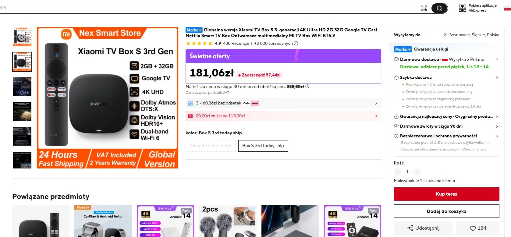 Xiaomi TV Box S za 160 zł. Google TV, Dolby Vision i HDR10+ w tej cenie to hit