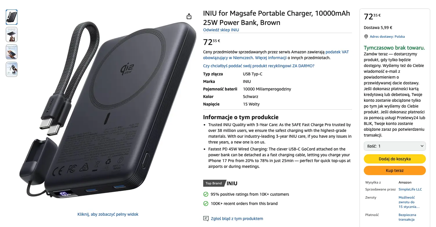 Ten powerbank zawstydza Apple. Jest pojemniejszy i tańszy