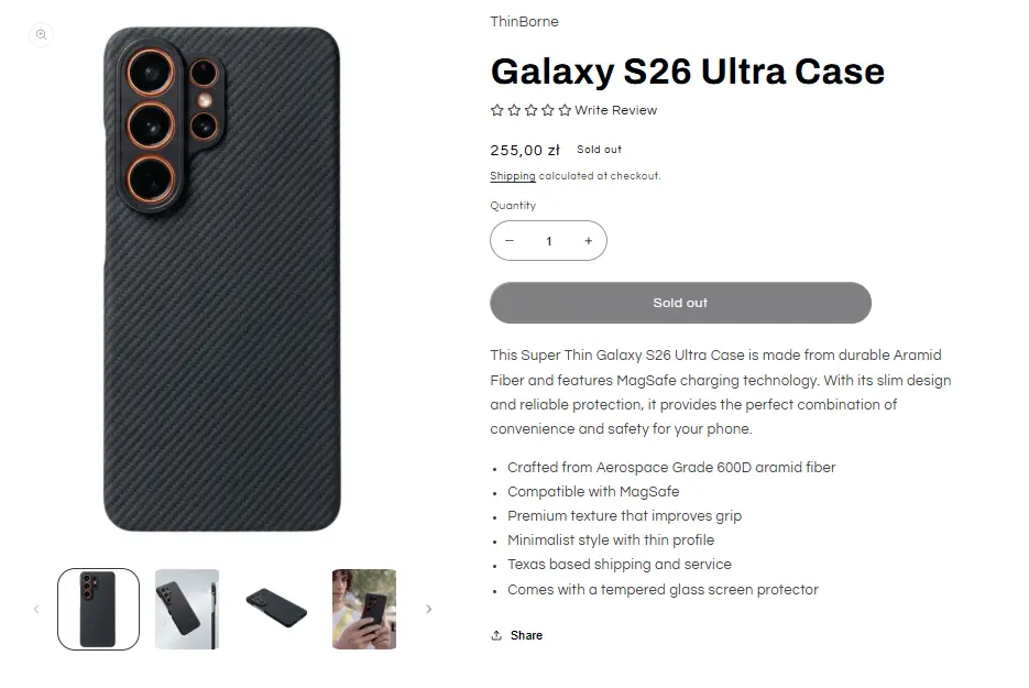 Czy tak może wyglądać Samsung S26 Ultra w etui? Źródło: Thinborne