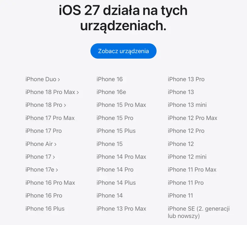 IOS 27 ma datę premiery. Znamy listę kompatybilnych iPhone’ów