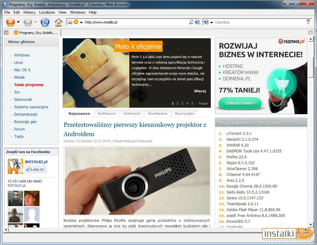 Columbus Web Browser 1.4.0.0 - Mac OS X - download - instalki.pl