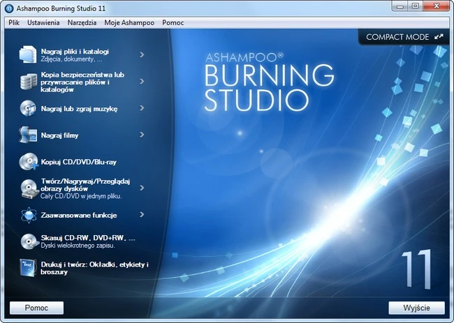 Ashampoo Burning Studio - Okno główne