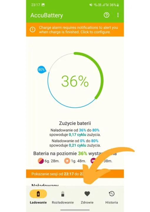 AccuBattery - kondycję baterii