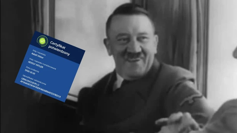 Adolf Hitler z ważnym polskim certyfikatem COVID